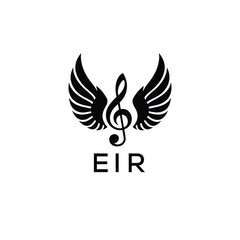 Creative Music Logo with Treble Clef and Wings –EIR Musical Brand Identity Design. EIR Letter Logo.
