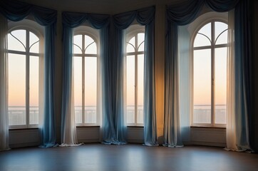 Early Dawn Light in Quiet Empty Room with Blue Glow