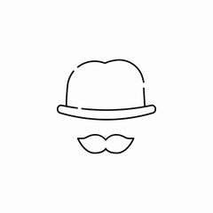 gentleman hat mustache icon sign vector