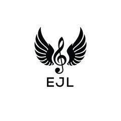 Creative Music Logo with Treble Clef and Wings –EJL Musical Brand Identity Design. EJL Letter Logo.
