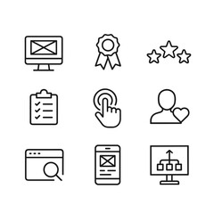 Line design icons with minimalist outline style. Outline symbols. Line design