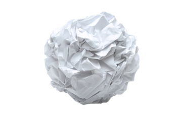 Crumpled paper ball isolated on transparent background