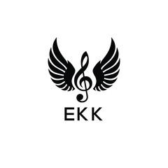 Obraz premium Creative Music Logo with Treble Clef and Wings –EKK Musical Brand Identity Design. EKK Letter Logo. 