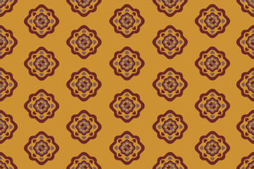 Seamless vintage geometric wallpaper pattern with floral-inspired motif in warm earth tones. Perfect for home decor, textile design, wrapping paper, and digital backgrounds.