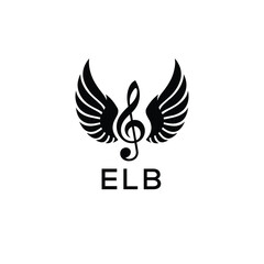 Creative Music Logo with Treble Clef and Wings –ELB Musical Brand Identity Design. ELB Letter Logo.
