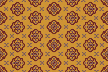 thai art pattern Seamless vintage geometric wallpaper pattern with floral-inspired motif in warm earth tones. Perfect for home decor, textile design, wrapping paper, and digital backgrounds.