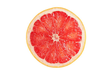 Fresh pink grapefruit slice isolated on transparent background