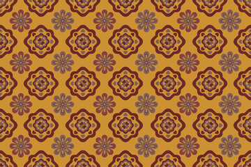 Seamless vintage geometric wallpaper pattern with floral-inspired motif in warm earth tones. Perfect for home decor, textile design, wrapping paper, and digital backgrounds.