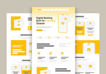 Modern Digital Banking Website Wireframe Landing Page UI UX Layout