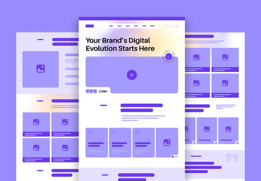 Digital Agency Website Landing Page Wireframe UI Template