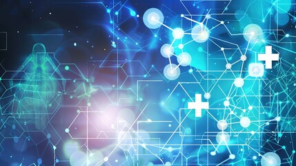 Obraz premium Striking Abstract Medical Backgrounds: Artistic Combinations of Molecular Structures, DNA Helices, Medical Symbols, and Gradient Hues for Healthcare Presentations, Medical Research Posters, Pharmaceut