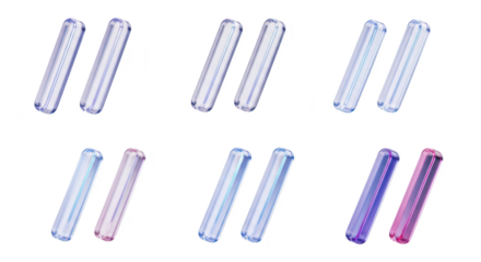 Translucent colorful cylinders arranged on a white background For use in design abstract art concept graphic science product and technology illustrations