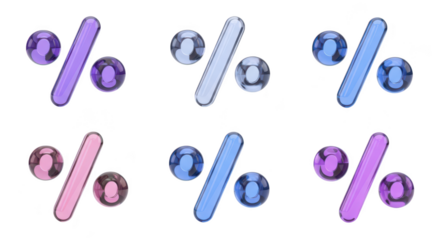 Various colored glass percentages with human silhouettes isolated on white used for financial or demographic concepts