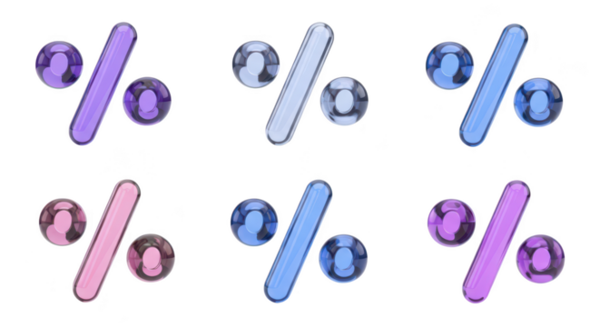 Various colored glass percentages with human silhouettes isolated on white used for financial or demographic concepts - Powered by Adobe