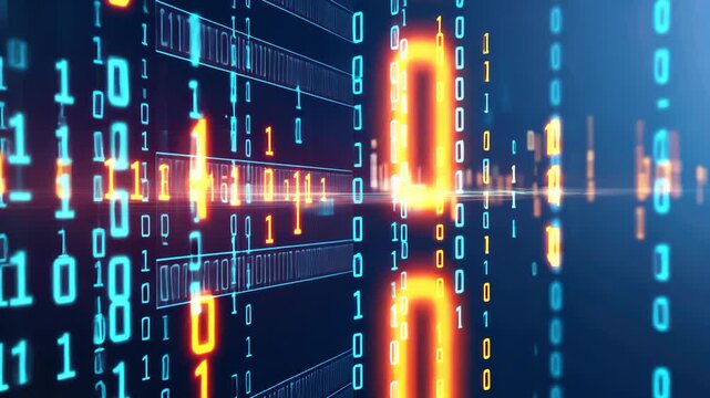 Abstract Digital Binary Code Stream: Futuristic Data Flow Visualization
