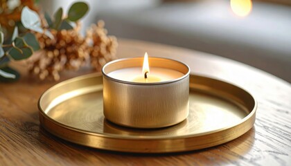 Golden glow, candlelight and eucalyptus create a tranquil home ambiance enhance