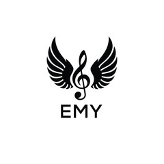 Creative Music Logo with Treble Clef and Wings –EMY Musical Brand Identity Design. EMY Letter Logo.
