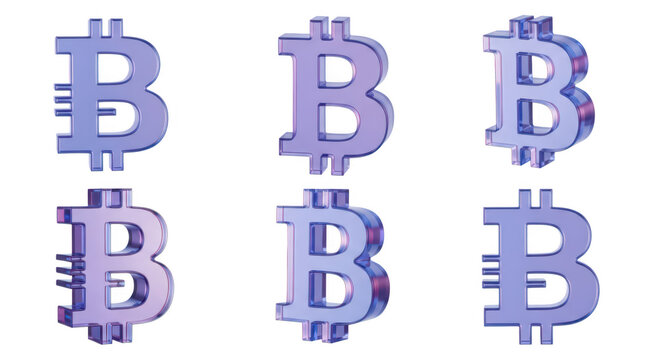 3D rendered Bitcoin symbols rotating in sequence isolated on white showcasing cryptocurrency digital finance and investment concepts
