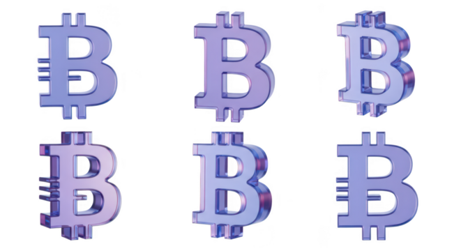 3D rendered Bitcoin symbols rotating in sequence isolated on white showcasing cryptocurrency digital finance and investment concepts - Powered by Adobe