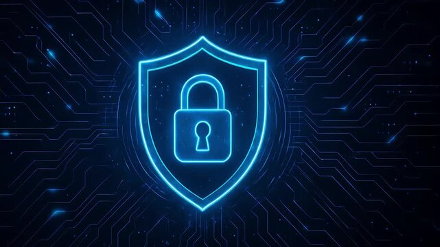 Futuristic Cybersecurity Shield and Digital Data Protection Technology