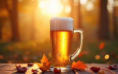 Celebrating international beer day global festivity beer culture autumn vibes festive atmosphere. High quality