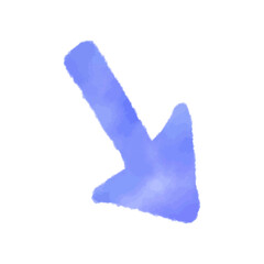 水彩風の矢印アイコン　右下を指すやさしいタッチのイラスト素材