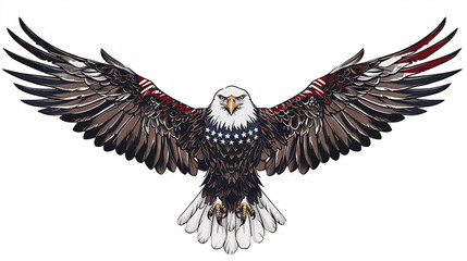 eagle with an american flag on his wings