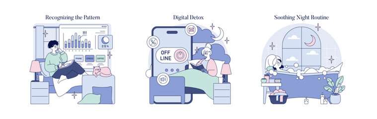 Digital Detox Inspired Vector Illustration Set