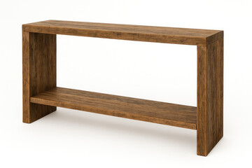 Rustic reclaimed wood console table visible grain texture rectangular shape clean edges isolated pure white background high resolution crisp catalog style professional furniture photography

