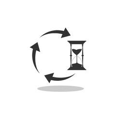Hourglass sand clock icon with shadow