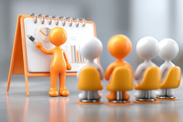 A group of diverse people are gathered around a calendar, discussing upcoming events and schedules. A business coach is leading a training session in a modern office setting.