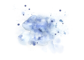 Abstract watercolor background. Stain of blue paint isolated on white. Design element for sign, logo, icon, t-shirt print.