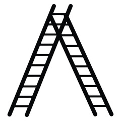 Black silhouette of two ladders leaning against each other representing cooperation and support