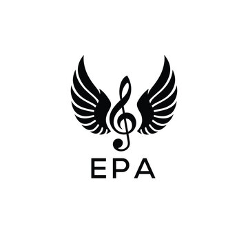 Creative Music Logo with Treble Clef and Wings &ndash;EPB Musical Brand Identity Design. EPB Letter Logo.
