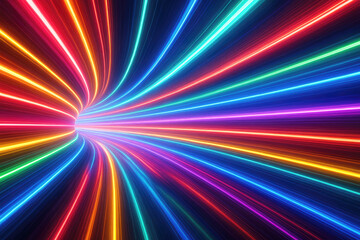 Obraz premium Vibrant tunnels of light create a mesmerizing visual experience in an abstract representation of color and motion