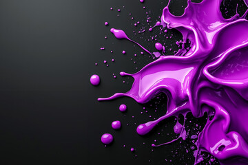 A purple liquid splashing on a black background
