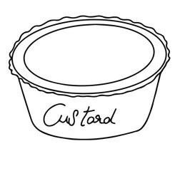 Cute cartoon hand drawn vector custard ouline.