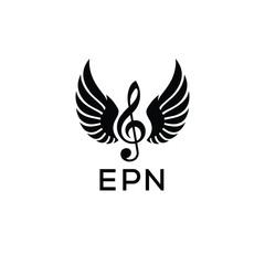Obraz premium Creative Music Logo with Treble Clef and Wings –EPN Musical Brand Identity Design. EPN Letter Logo. 