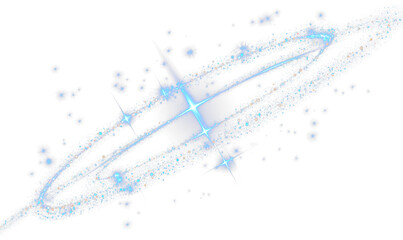 Sparkling Blue Stars Overlay Isolate on Transparent Background, cutout, png