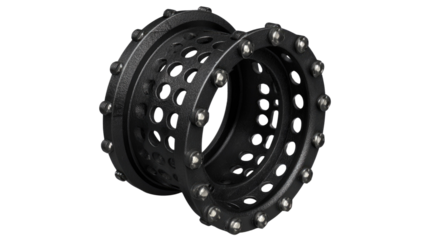 Industrial metal ring with perforations and spikes for mechanical and engineering applications