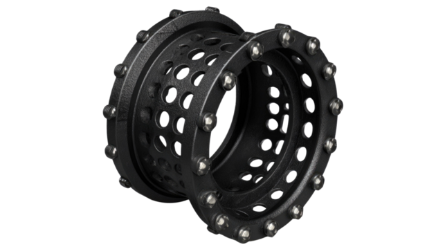 Industrial metal ring with perforations and spikes for mechanical and engineering applications