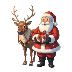 A anime-style cartoon Christmas costume, happy for Christmas. Transparent background.