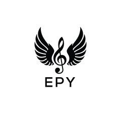 Obraz premium Creative Music Logo with Treble Clef and Wings –EPY Musical Brand Identity Design. EPY Letter Logo. 