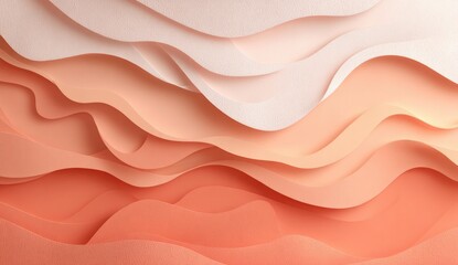 Abstract layered wavy design in peach and white tones