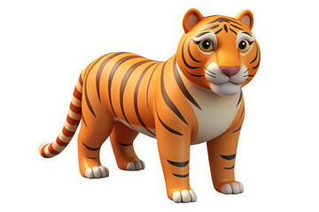 Cute cartoon tiger standing on a black background