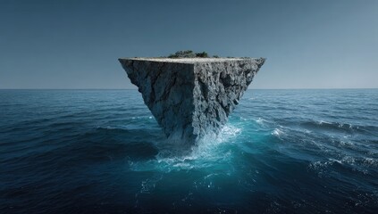 Triangular island adrift on a vast ocean