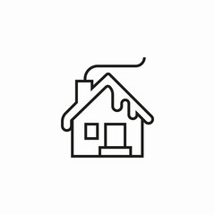 snow covered house icon sign vector