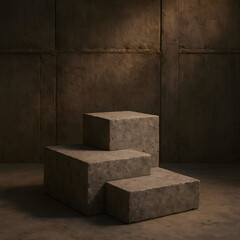 Old stone wall with old stone staircase and stone steps in rustic architectural setting