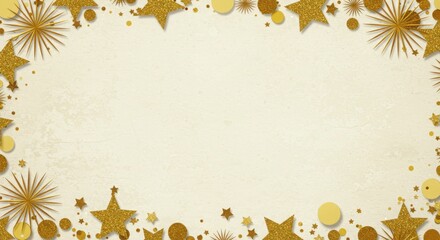 Golden festive star border with copy space