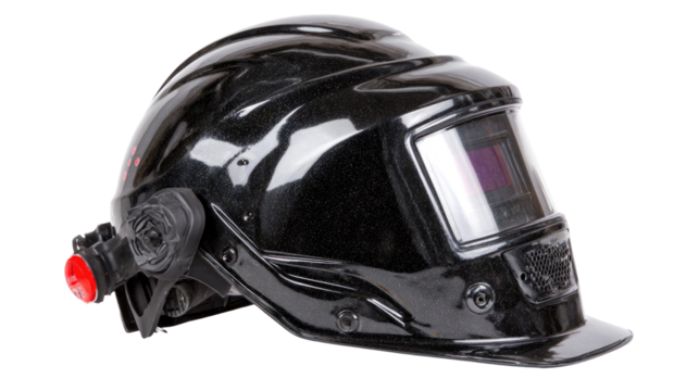 Black Protective Helmet with Visor for Safety and Industrial Use in Various Work Environments